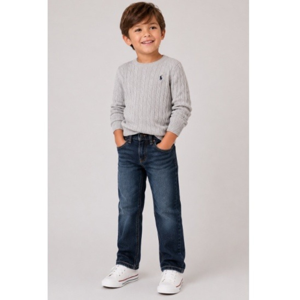 Polo Ralph Lauren Boy Blue Distressed‎ Straight Slouch Fit Denim Jeans Size 6
